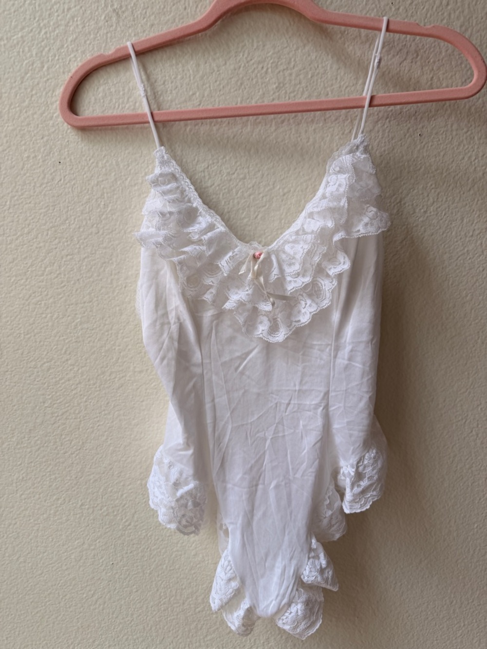 Y2K White Lace Teddy Bodysuit Coquette Fairycore Lingerie Ruffle Soft Girl S